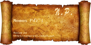 Nemes Pál névjegykártya